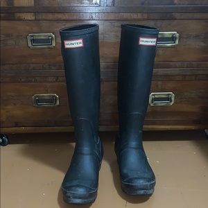 Hunter boots tall matte black